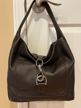 DOONEY & BOURKE Annalisa Lock Sac Hobo Chocolate Brown Pebble Leather Purse Bag